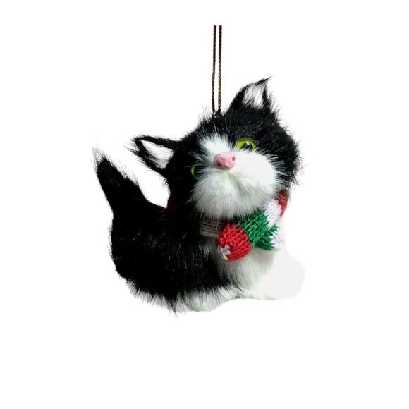KITTY CAT CHRISTMAS ORNAMENTS 4- Multicolor FAUX FUR NEW - Picture 4 of 5